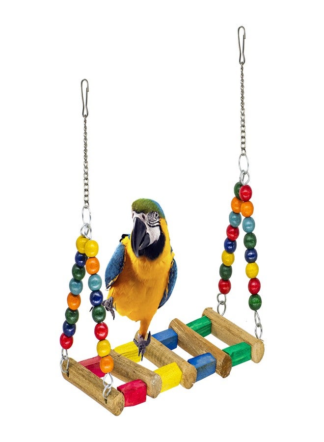 PETZOO Beautiful Bird Swing for Large Birds, Parrot, Macaw, Cockatiel, Sun Conure, Lutino, Bird Perch, Cage Accessories, Resting Toy & Wooden Training Aid - Image 3